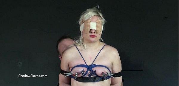  Blonde slaveslut Chaos tit tortured mercilessly and blindfolded amateur fetish m